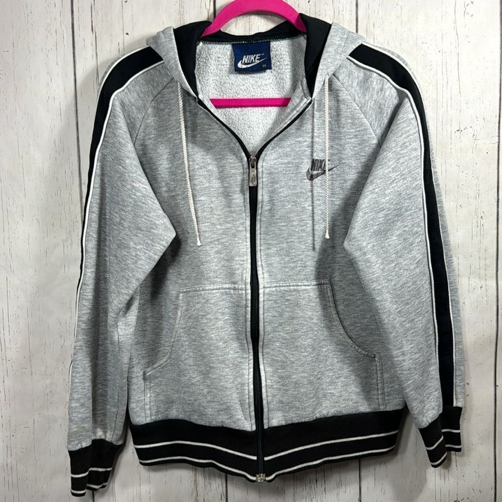 Nike Vintage Hoodie Zip Colorblock Blue Label Gray Black Pocket Womens Jacket